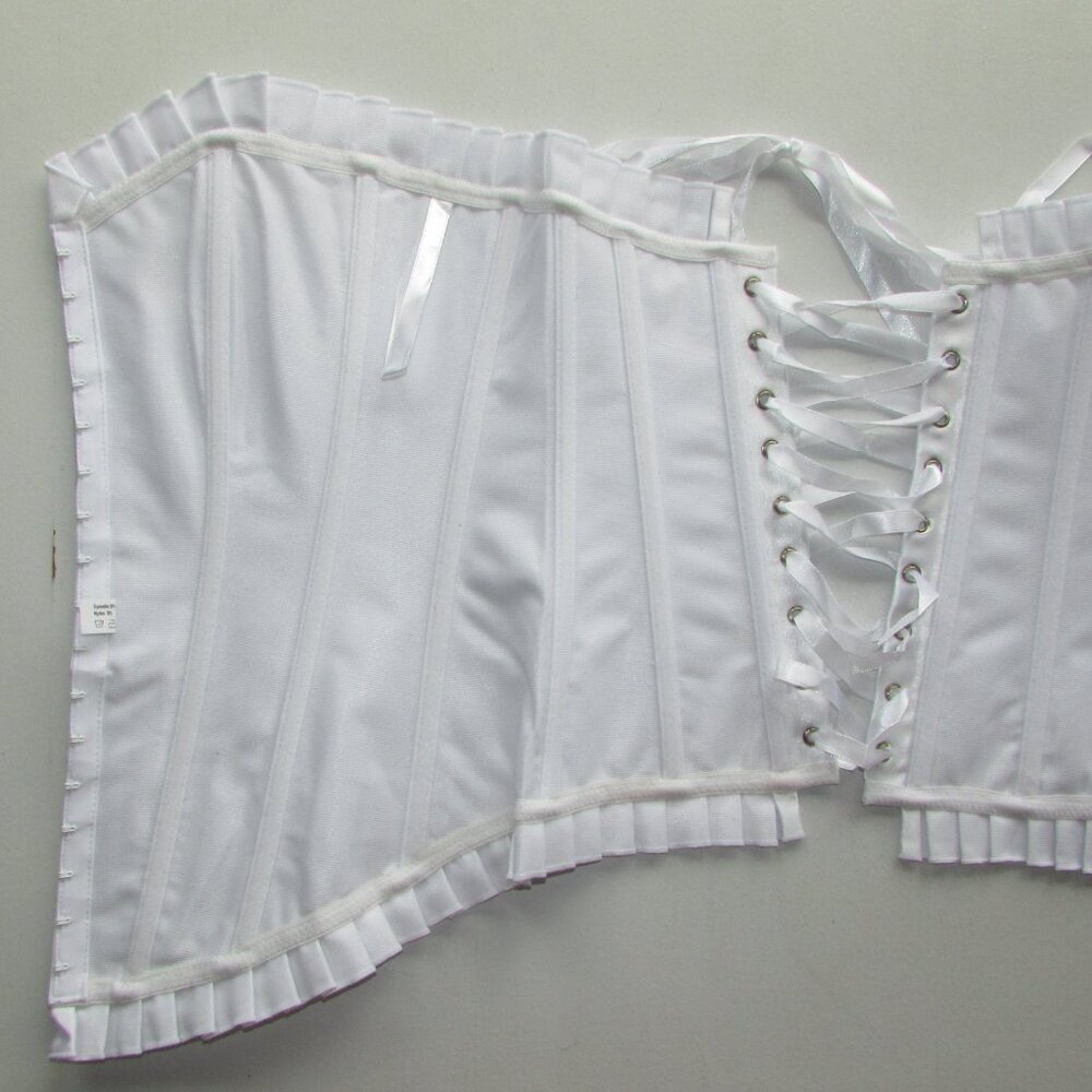 White Satin Ruffled Corset Set - NEW - Picture 10 of 14